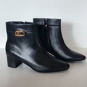 NWB Lauren Ralph Lauren Wynne Burnished Calf Leather Bootie Women size 9.5 B